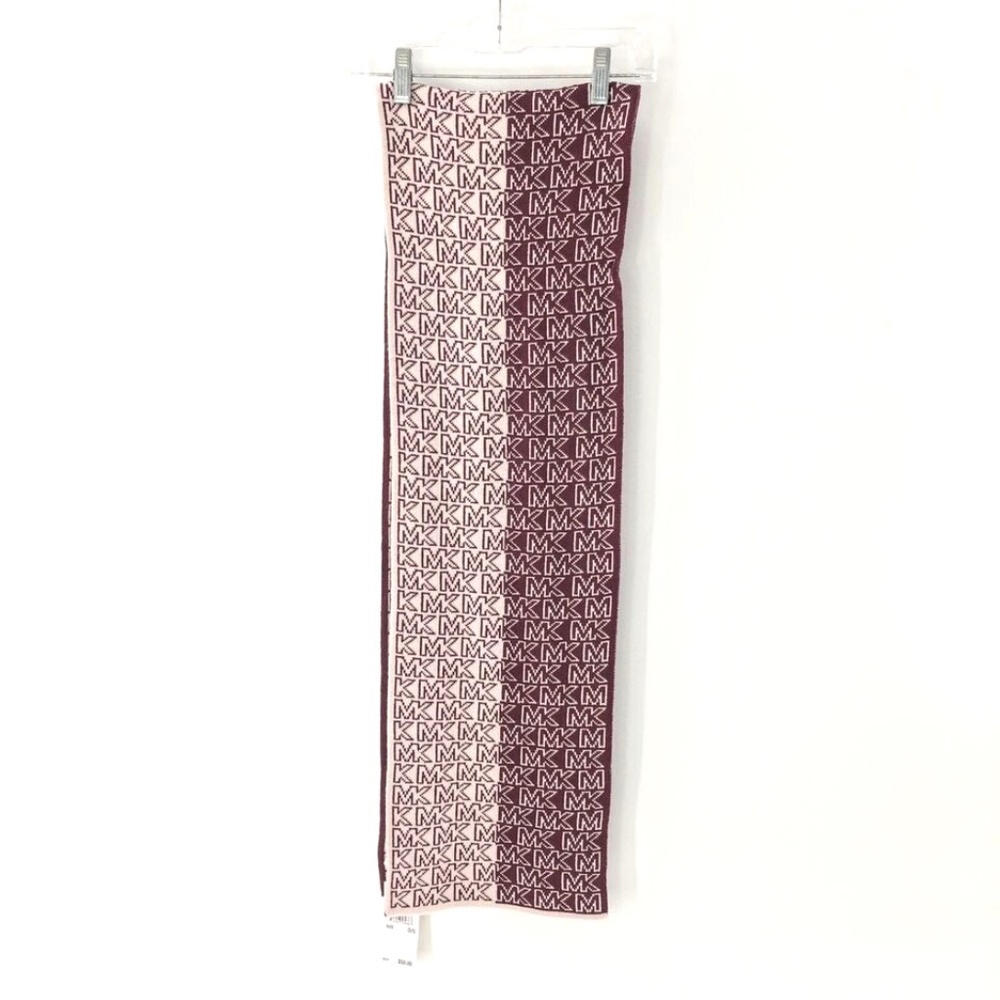 Michael Kors Women Scarf Fall 2022 Burgundy White Brand New With Tags